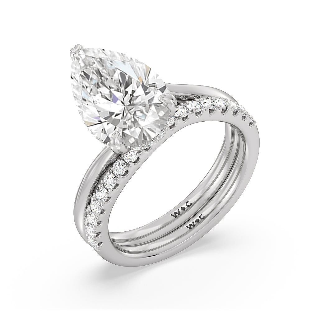 Elegance Bypass Hidden Halo Diamond Wedding Band with Platinum Cut Diamond in 14KT Platinum view 3
