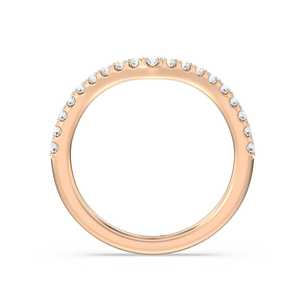 Elegance Hidden Halo Diamond Wedding Band with 18KT Rose Gold Cut Diamond in 14KT Rose Gold view 2
