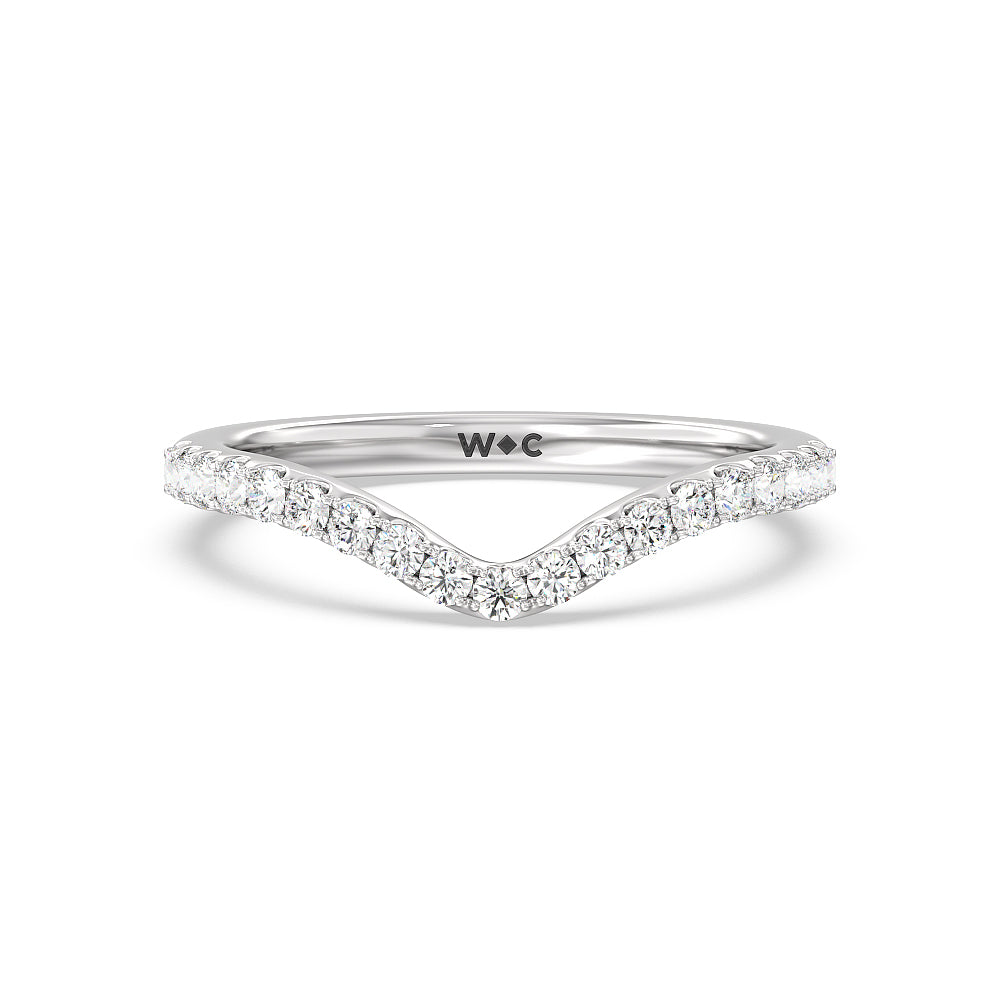 Elegance Hidden Halo Diamond Wedding Band with Platinum Cut Diamond in 14KT Platinum view 1

