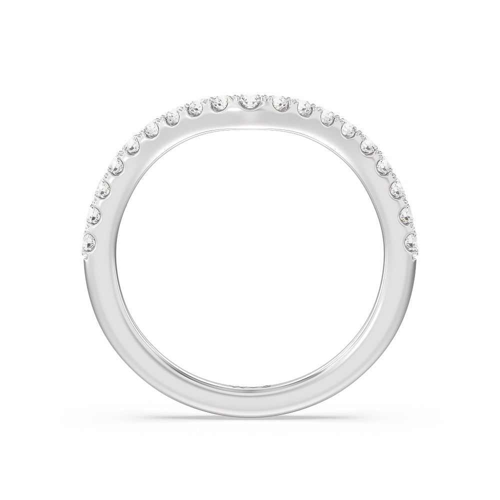 Elegance Hidden Halo Diamond Wedding Band with Platinum Cut Diamond in 14KT Platinum view 2
