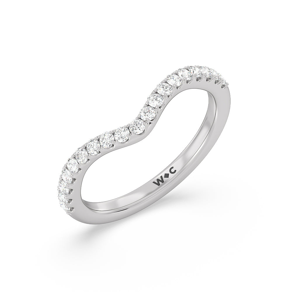 Elegance Hidden Halo Diamond Wedding Band with Platinum Cut Diamond in 14KT Platinum view 4
