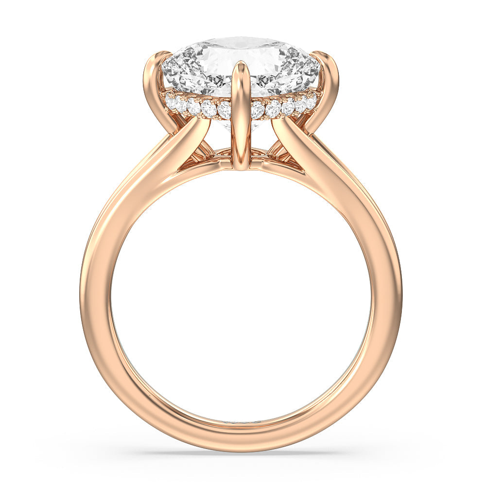 Elegance Hidden Halo Engagement Ring with Cushion Cut Diamond in 14KT Rose Gold view 2
