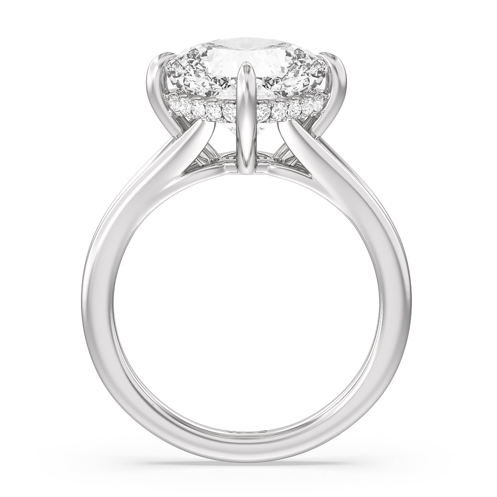Elegance Hidden Halo Engagement Ring with Cushion Cut Diamond in 14KT Platinum view 2
