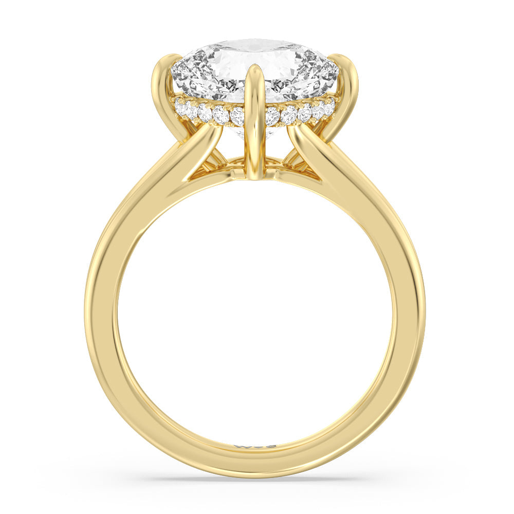 Elegance Hidden Halo Engagement Ring with Cushion Cut Diamond in 14KT Yellow Gold view 2
