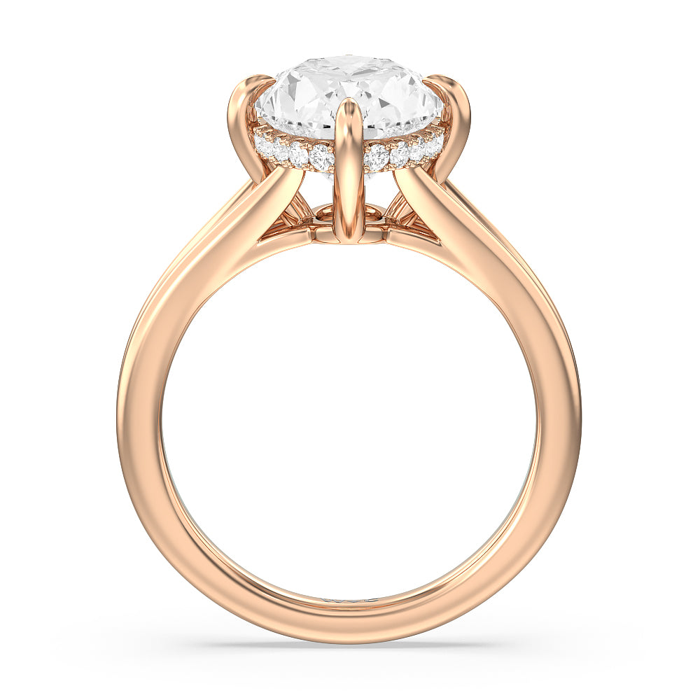 Elegance Hidden Halo Engagement Ring with Oval Cut Diamond in 14KT Rose Gold view 2
