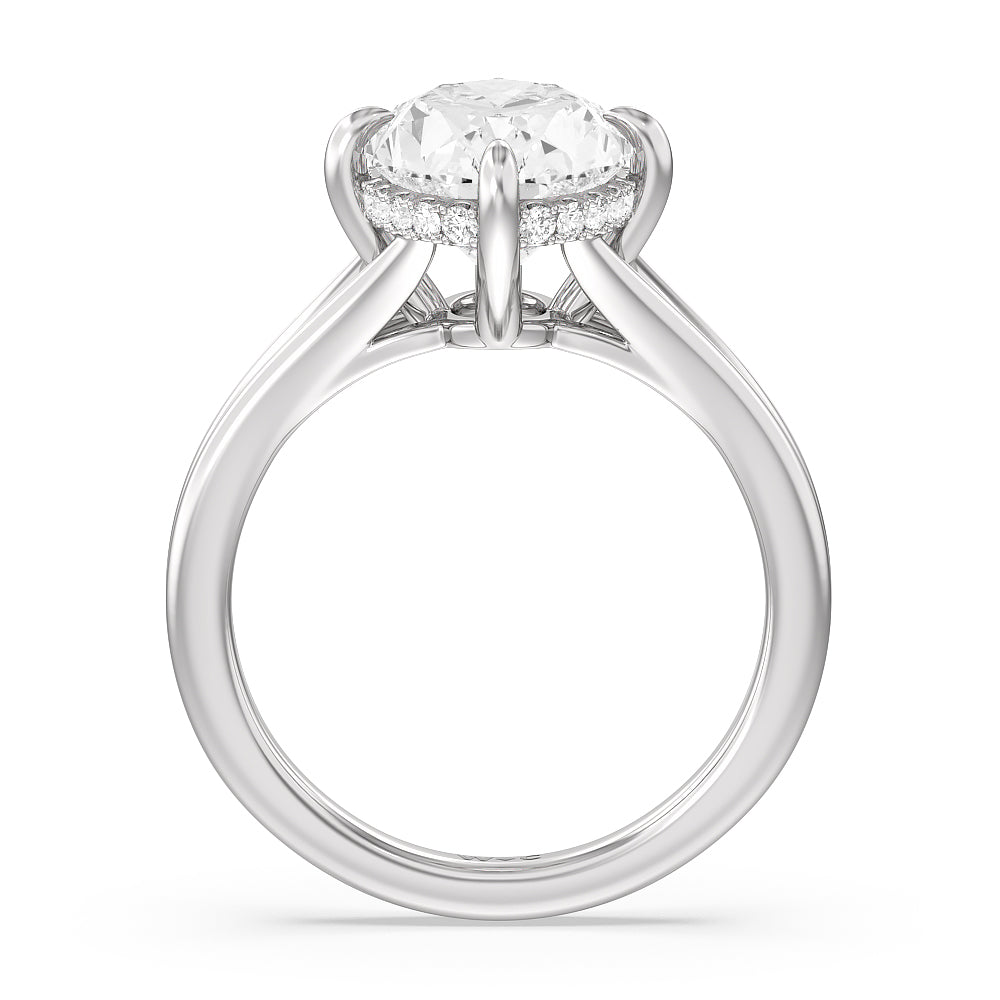 Elegance Hidden Halo Engagement Ring with Oval Cut Diamond in 14KT Platinum view 2
