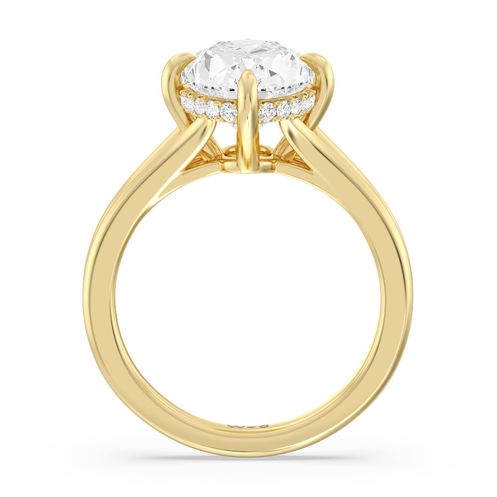 Elegance Hidden Halo Engagement Ring with Oval Cut Diamond in 14KT Yellow Gold view 2
