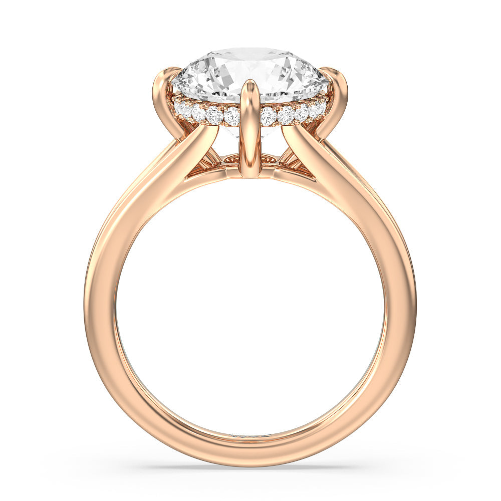 Elegance Hidden Halo Engagement Ring with Round Cut Diamond in 14KT Rose Gold view 2
