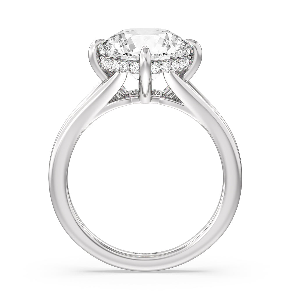 Elegance Hidden Halo Engagement Ring with Round Cut Diamond in 14KT Platinum view 2
