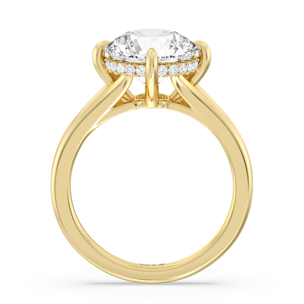 Elegance Hidden Halo Engagement Ring with Round Cut Diamond in 14KT Yellow Gold view 2
