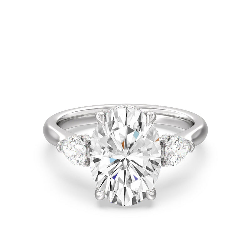 Elegance Pear Side Stone Engagement Ring