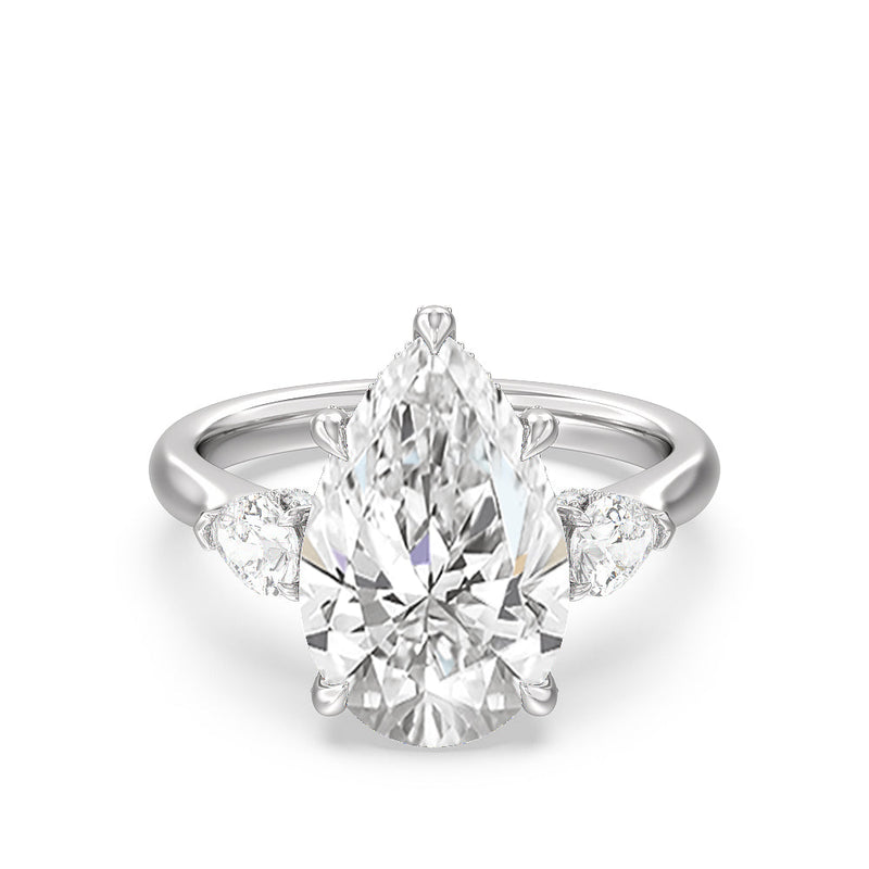 Elegance Pear Side Stone Engagement Ring