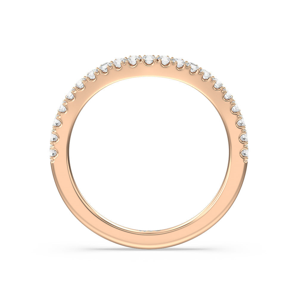 Elegance Pear Side Stone Diamond Wedding Band with 18KT Rose Gold Cut Diamond in 14KT Rose Gold view 2
