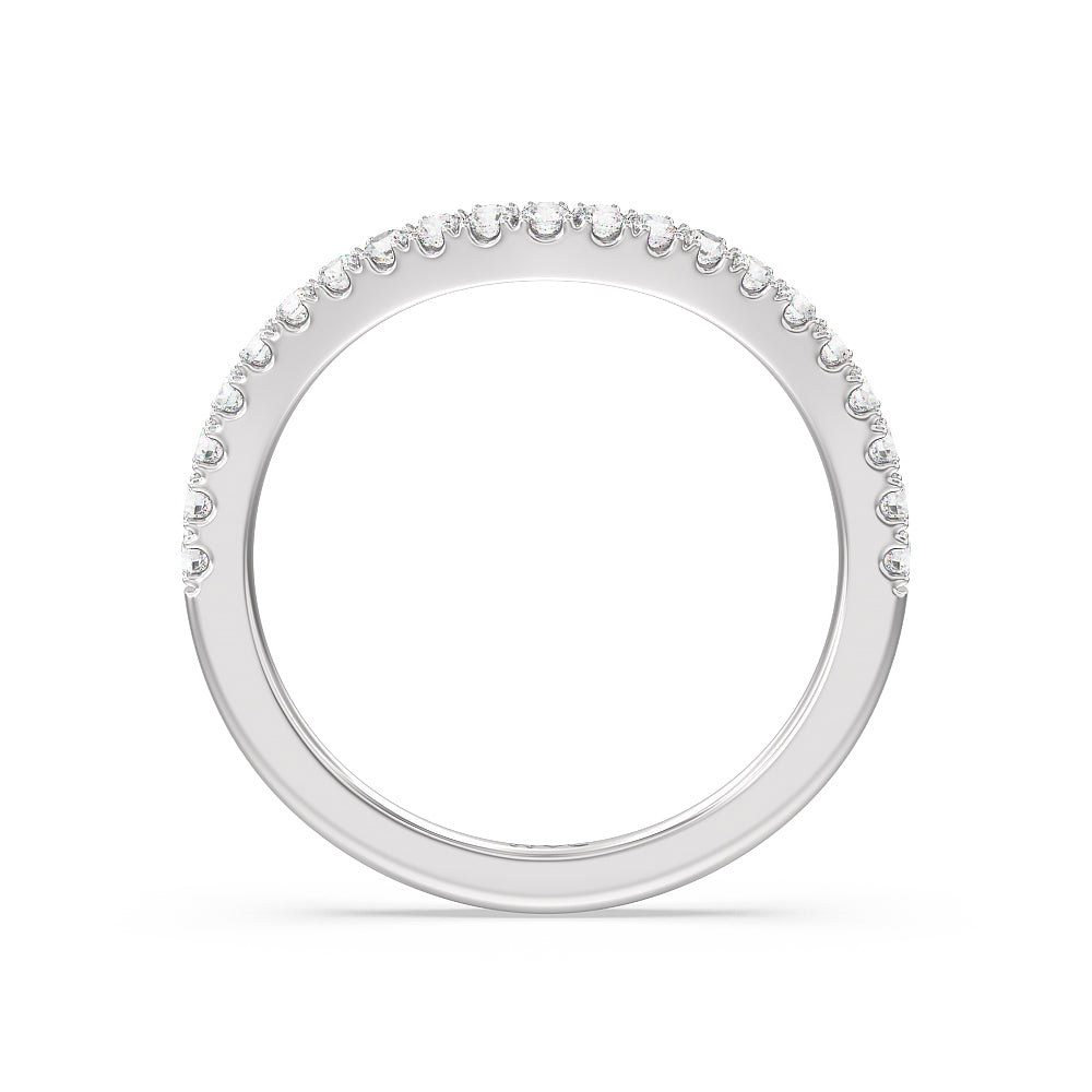 Elegance Pear Side Stone Diamond Wedding Band with Platinum Cut Diamond in 14KT Platinum view 2

