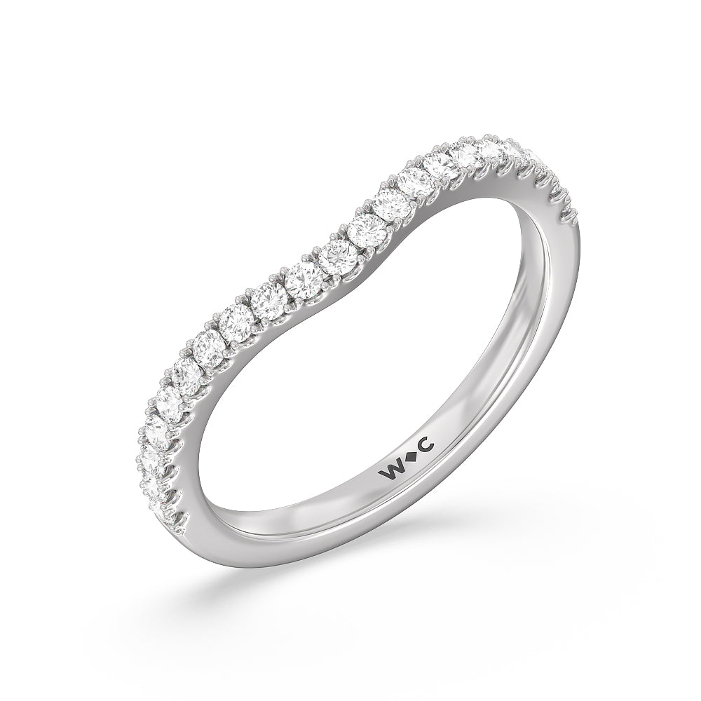 Elegance Pear Side Stone Diamond Wedding Band with Platinum Cut Diamond in 14KT Platinum view 3
