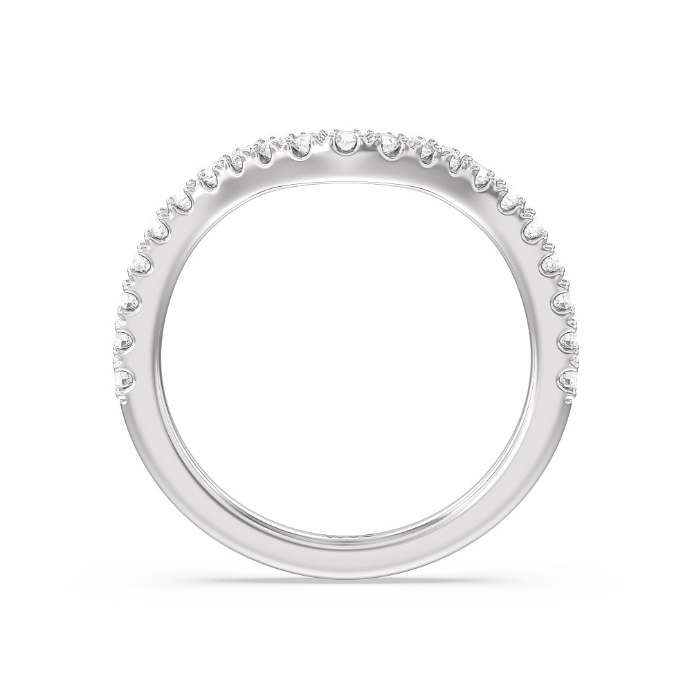 Elegance Trillion Diamond Three Stone Wedding Band with Platinum Cut Diamond in 14KT Platinum view 2
