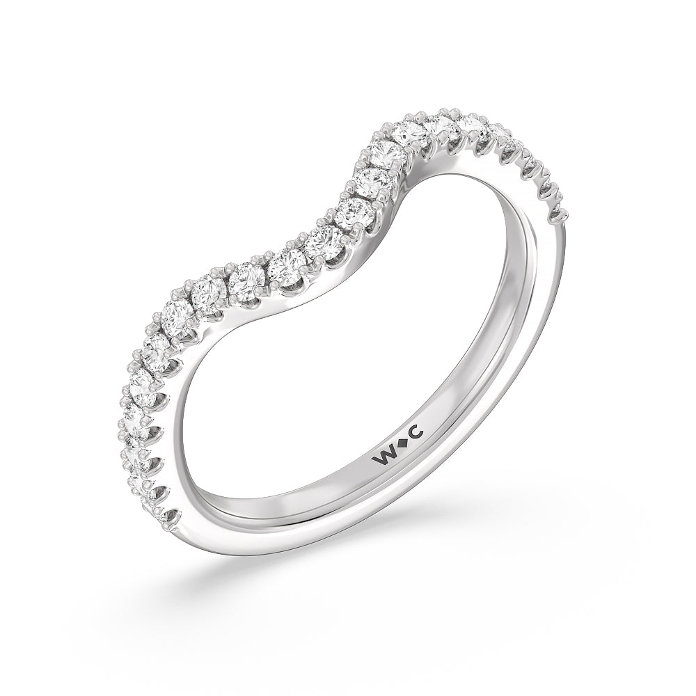 Elegance Trillion Diamond Three Stone Wedding Band with Platinum Cut Diamond in 14KT Platinum view 4
