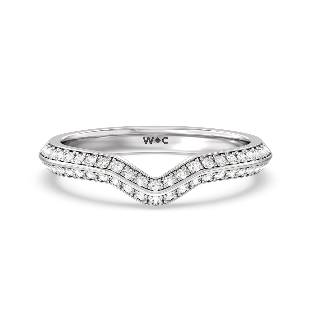 Elegance Trillion Three Stone Diamond Wedding Band with Platinum Cut Diamond in 14KT Platinum view 1
