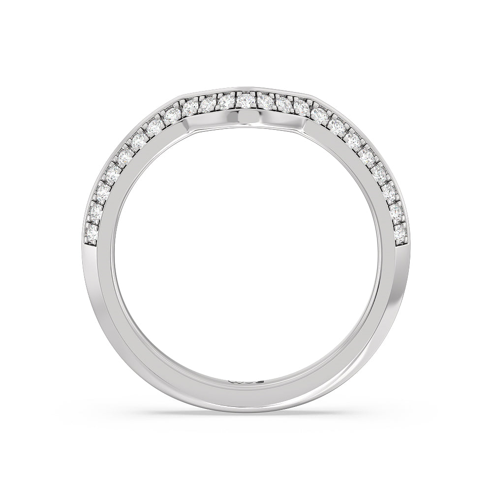 Elegance Trillion Three Stone Diamond Wedding Band with Platinum Cut Diamond in 14KT Platinum view 2
