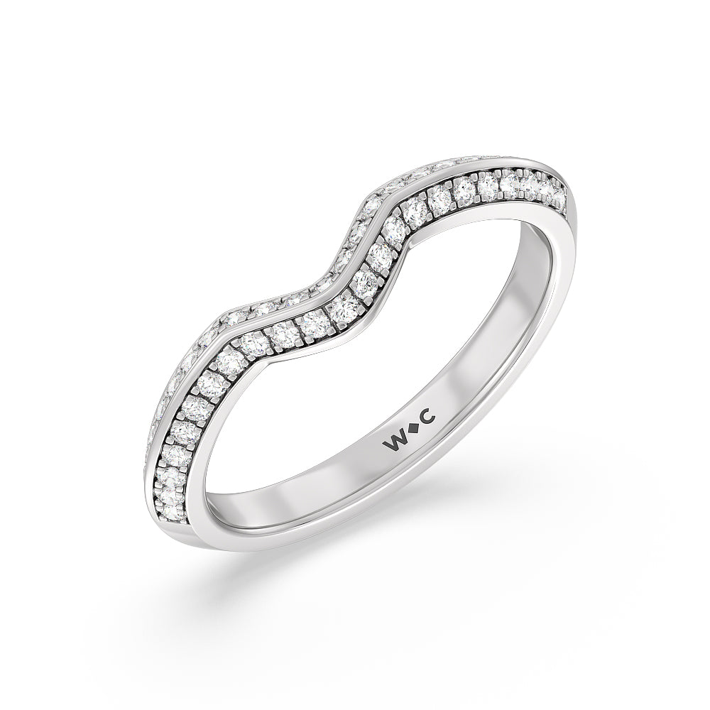Elegance Trillion Three Stone Diamond Wedding Band with Platinum Cut Diamond in 14KT Platinum view 4
