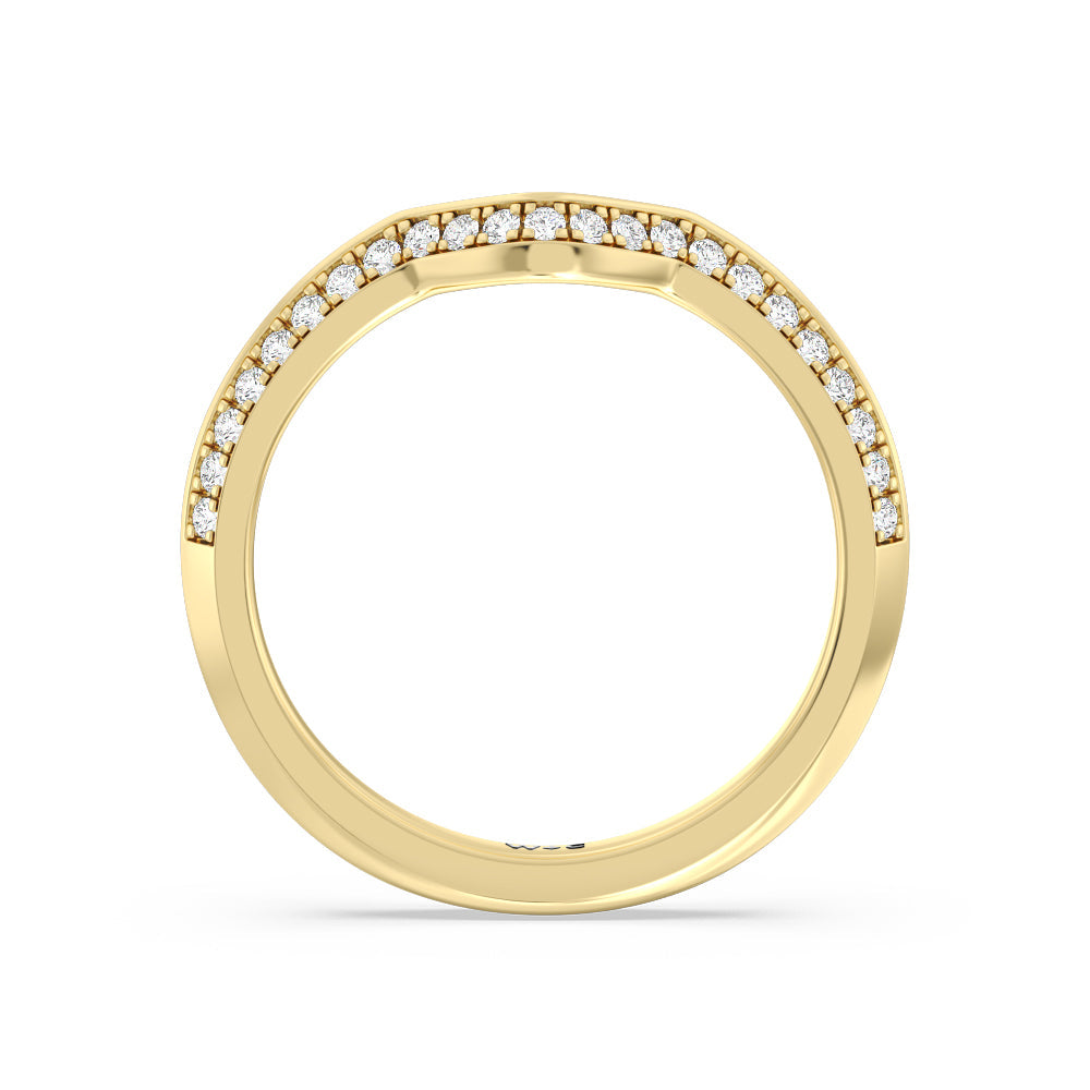 Elegance Trillion Three Stone Diamond Wedding Band with 18KT Yellow Gold Cut Diamond in 14KT Yellow Gold view 2

