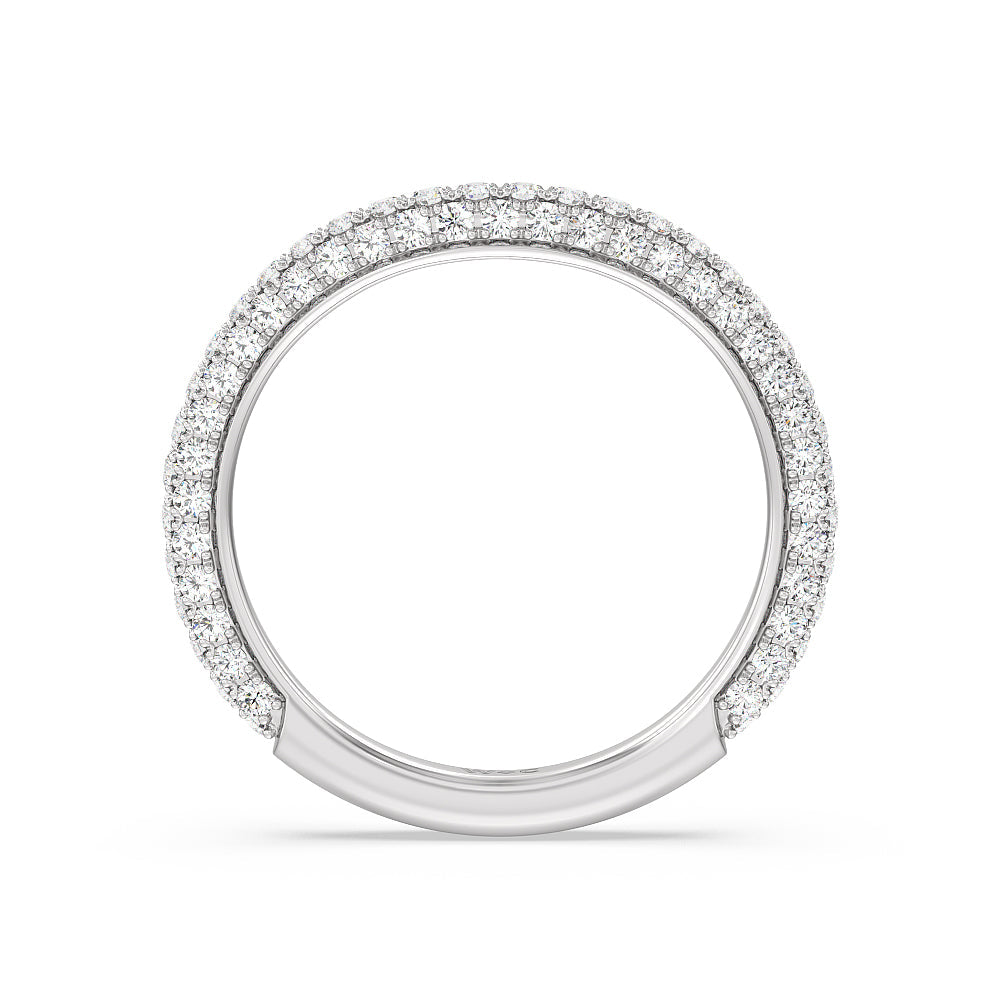 Elegance Diamond Studded Gallery Hidden Halo Diamond Wedding Band with Platinum Cut Diamond in 14KT Platinum view 2
