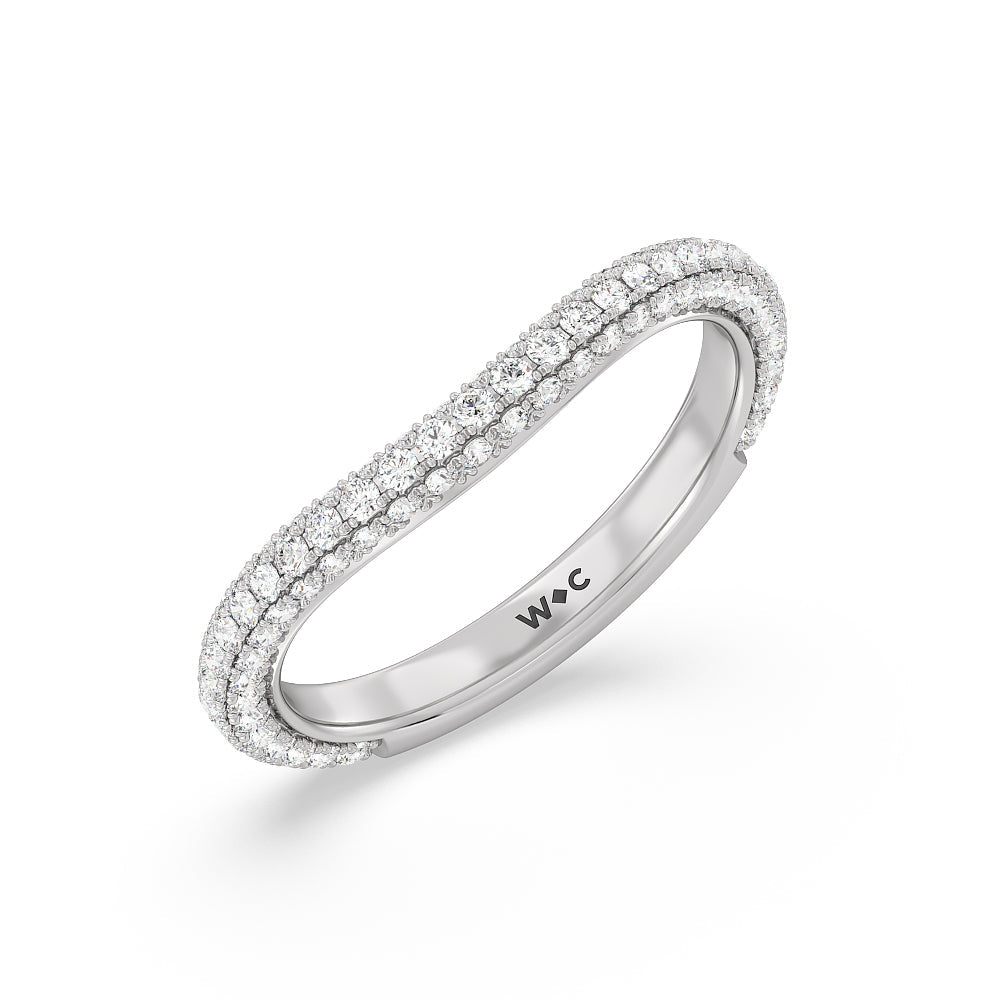 Elegance Diamond Studded Gallery Hidden Halo Diamond Wedding Band with Platinum Cut Diamond in 14KT Platinum view 4
