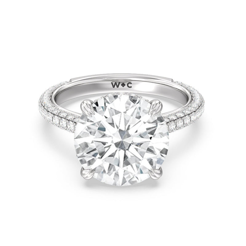 Elegance Diamond Studded Gallery Hidden Halo Engagement Ring