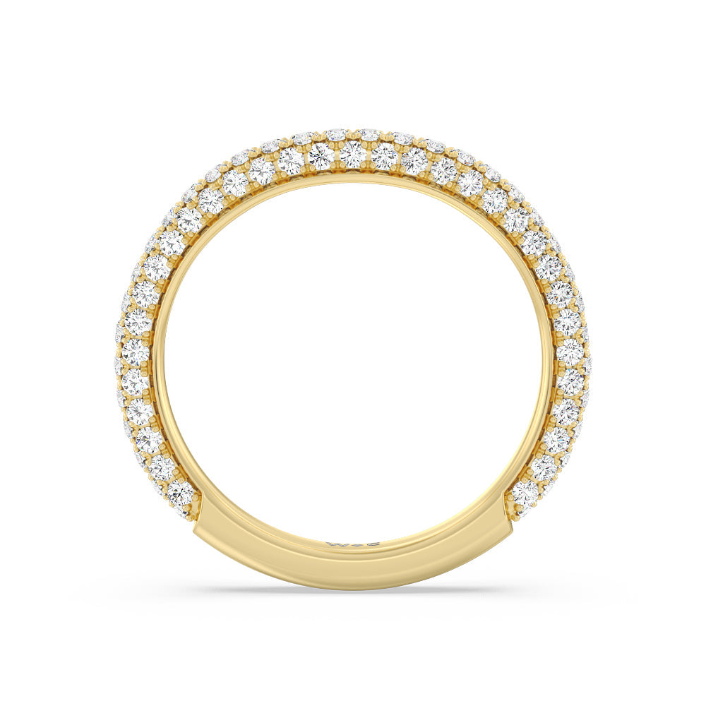 Elegance Diamond Studded Gallery Hidden Halo Diamond Wedding Band with 18KT Yellow Gold Cut Diamond in 14KT Yellow Gold view 2
