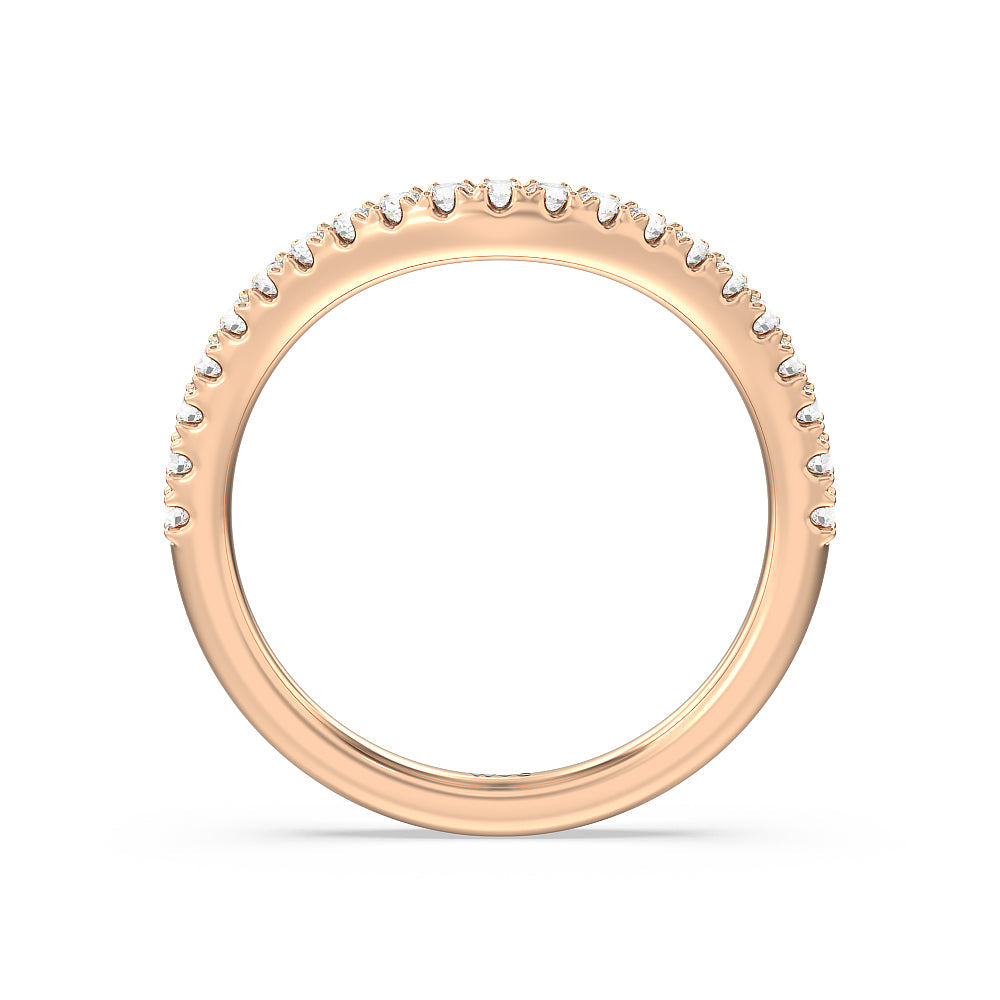 Elegance Emerald Cut Side Stone Diamond Wedding Band with 18KT Rose Gold Cut Diamond in 14KT Rose Gold view 2
