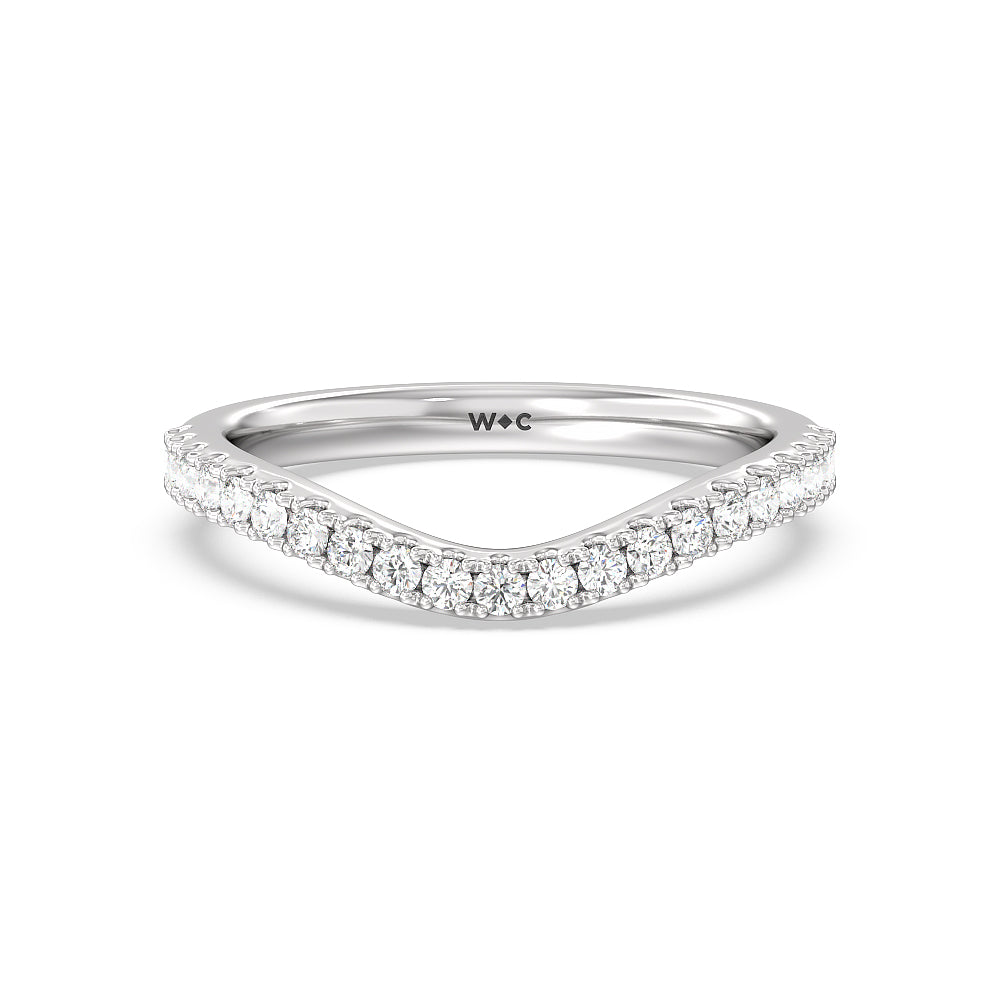 Elegance Emerald Cut Side Stone Diamond Wedding Band with Platinum Cut Diamond in 14KT Platinum view 1
