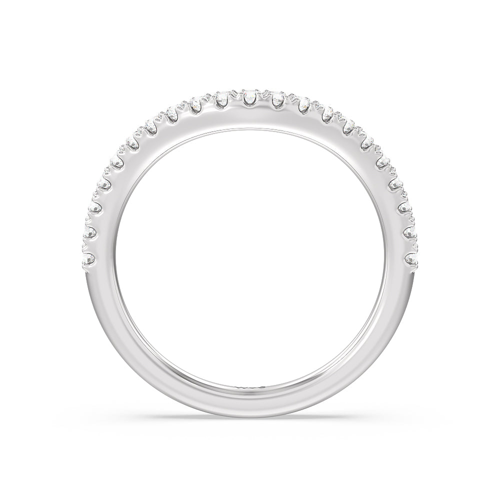 Elegance Emerald Cut Side Stone Diamond Wedding Band with Platinum Cut Diamond in 14KT Platinum view 2
