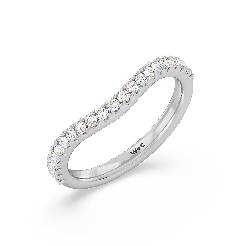 Elegance Emerald Cut Side Stone Diamond Wedding Band with Platinum Cut Diamond in 14KT Platinum view 4
