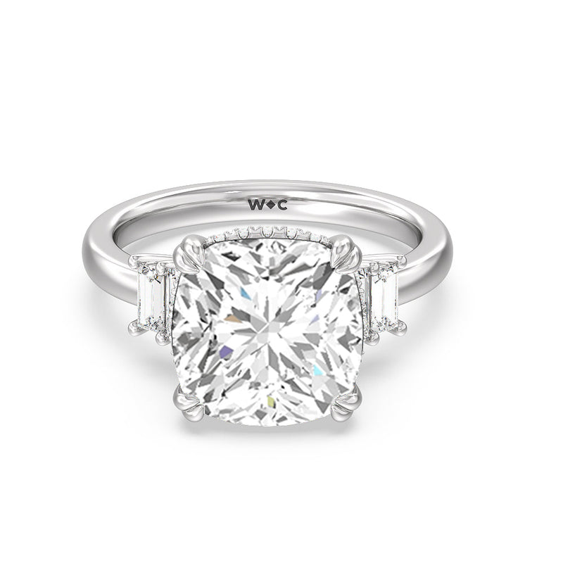 Elegance Emerald Cut Side Stone Engagement Ring