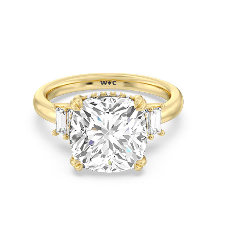 Elegance Emerald Cut Side Stone Engagement Ring