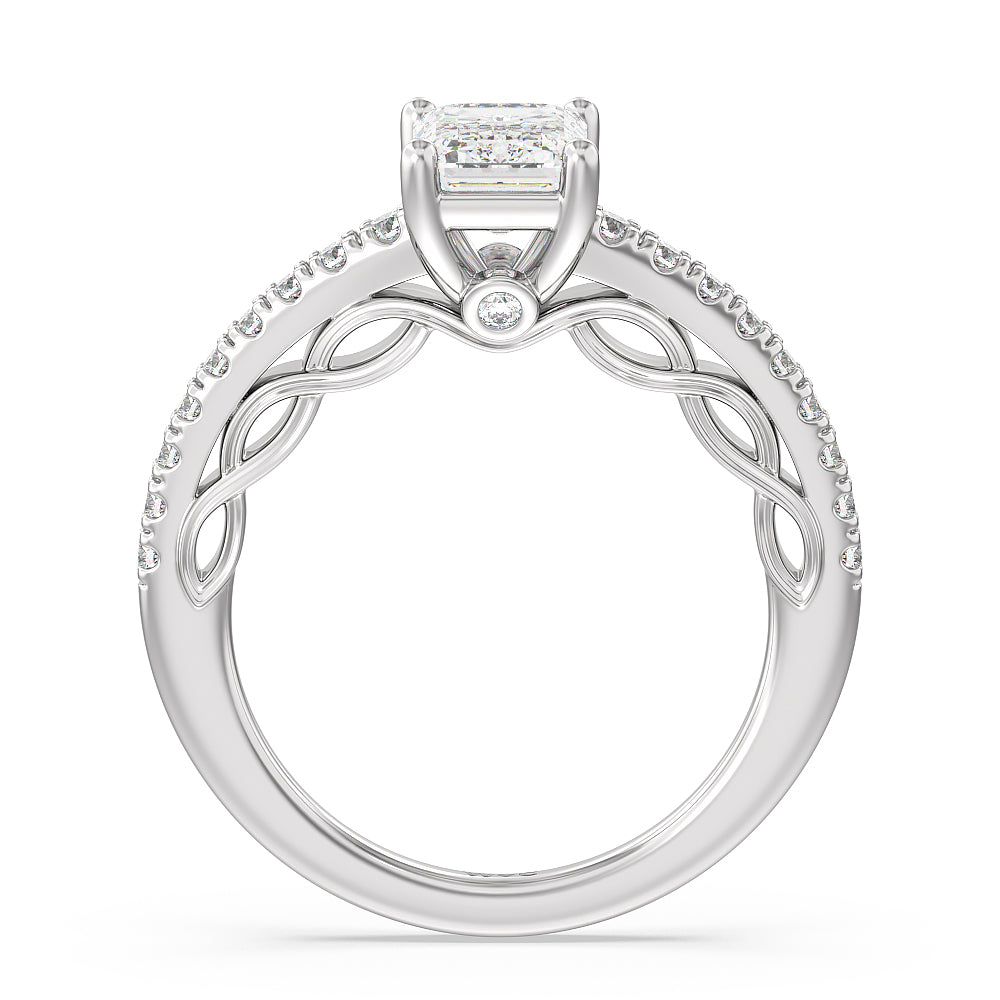Galleria Braided Peekaboo Engagement Ring with Emerald Cut Diamond in 14KT Platinum view 2
