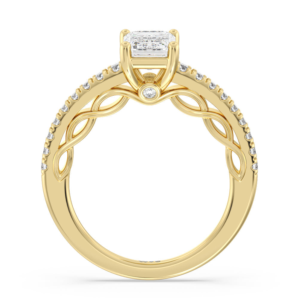 Galleria Braided Peekaboo Engagement Ring with Emerald Cut Diamond in 14KT Yellow Gold view 2

