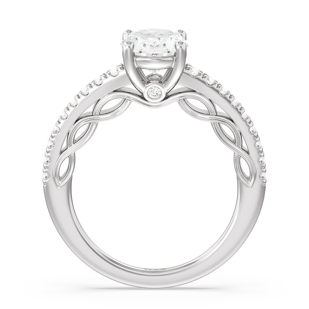Galleria Braided Peekaboo Engagement Ring with Oval Cut Diamond in 14KT Platinum view 2
