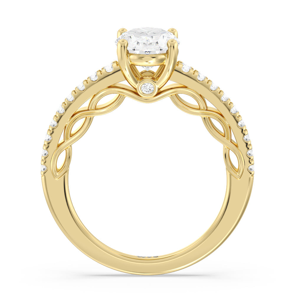 Galleria Braided Peekaboo Engagement Ring with Oval Cut Diamond in 14KT Yellow Gold view 2
