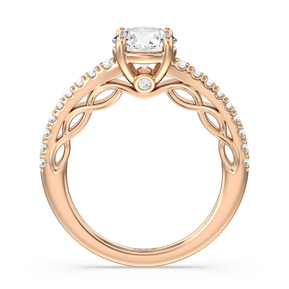 Galleria Braided Peekaboo Engagement Ring with Round Cut Diamond in 14KT Rose Gold view 2
