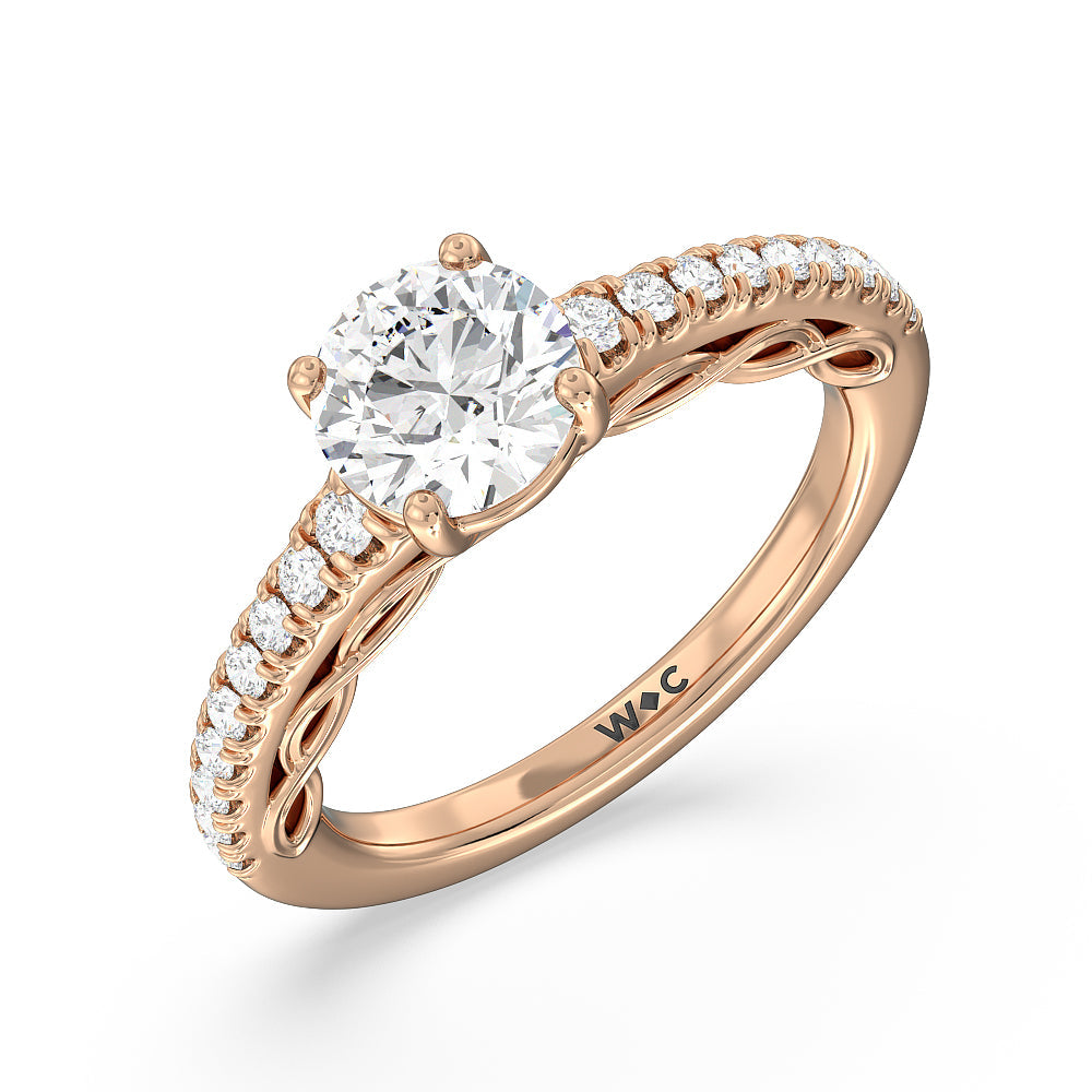 Galleria Braided Peekaboo Engagement Ring with Round Cut Diamond in 14KT Rose Gold view 3
