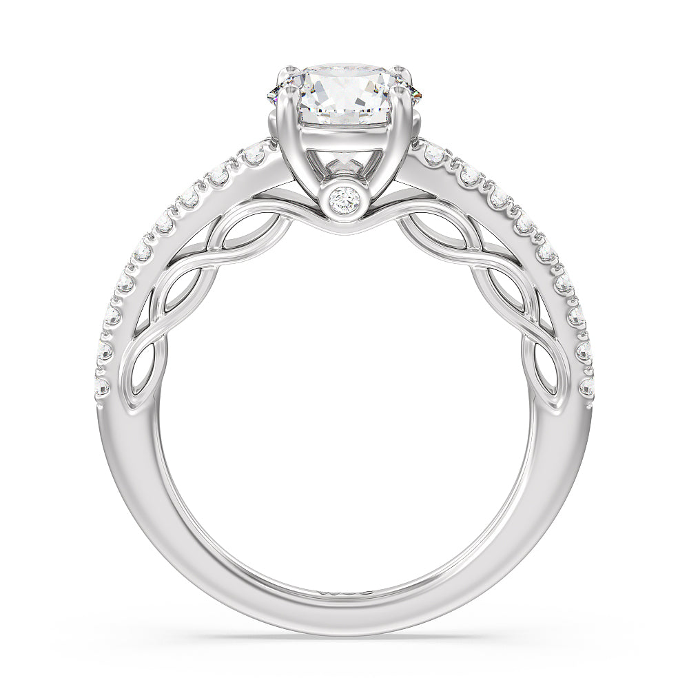 Galleria Braided Peekaboo Engagement Ring with Round Cut Diamond in 14KT Platinum view 2
