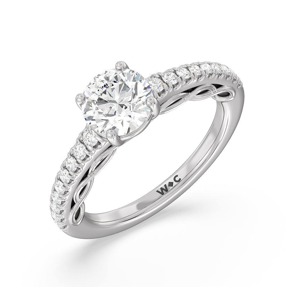 Galleria Braided Peekaboo Engagement Ring with Round Cut Diamond in 14KT Platinum view 3
