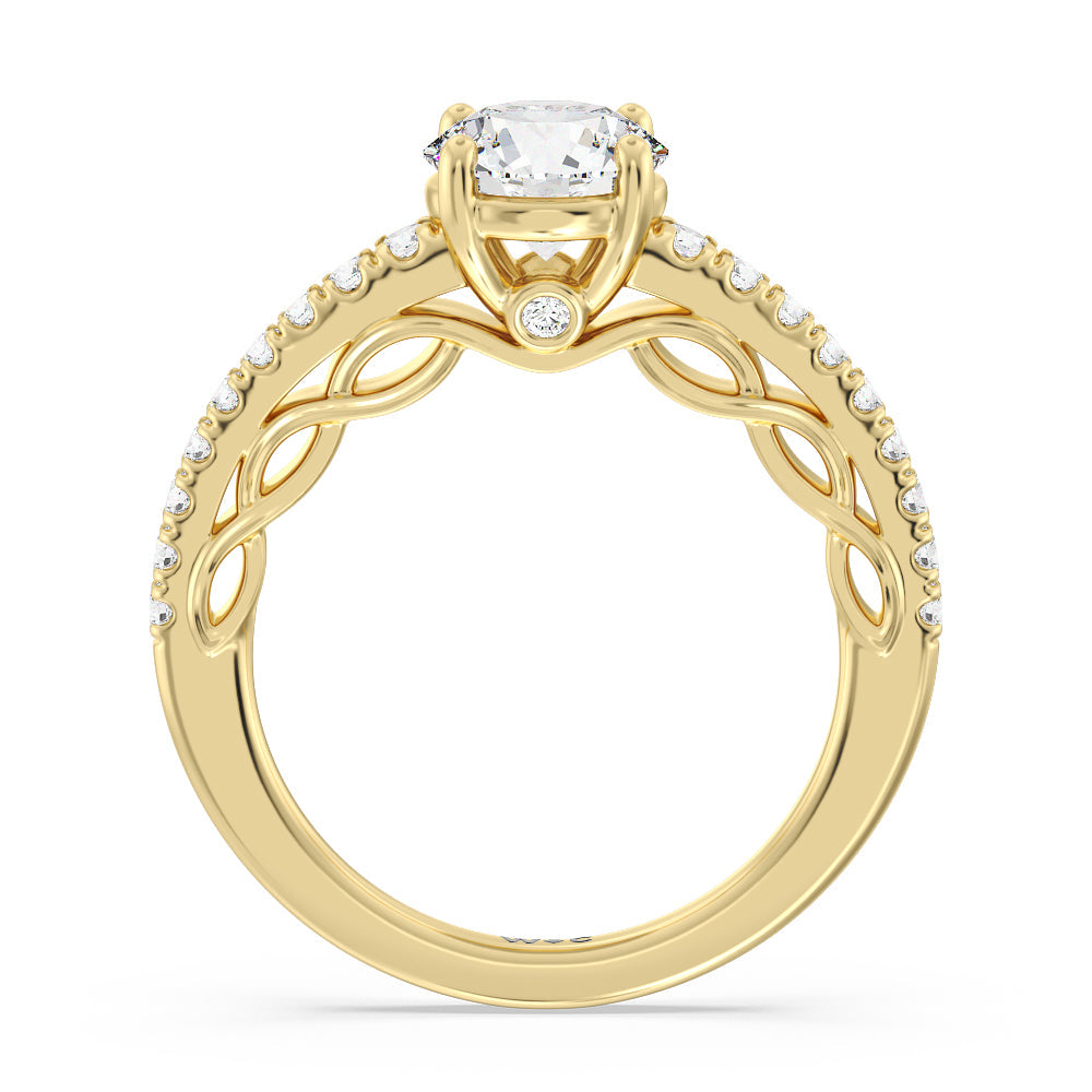 Galleria Braided Peekaboo Engagement Ring with Round Cut Diamond in 14KT Yellow Gold view 2
