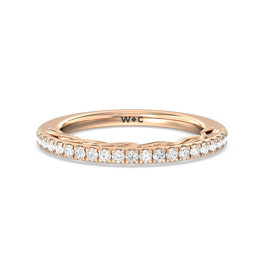 Galleria Braided Peekaboo Diamond Wedding Band with 18KT Rose Gold Cut Diamond in 14KT Rose Gold view 1
