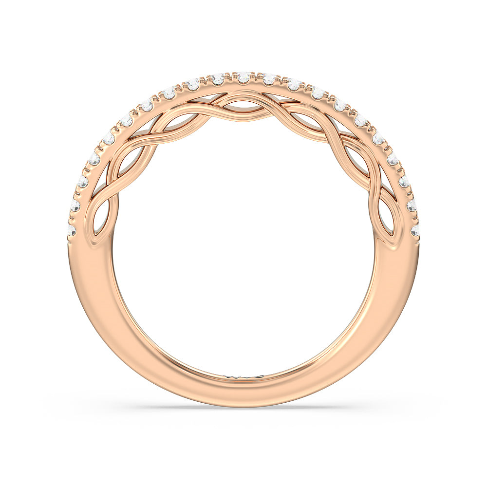 Galleria Braided Peekaboo Diamond Wedding Band with 18KT Rose Gold Cut Diamond in 14KT Rose Gold view 2

