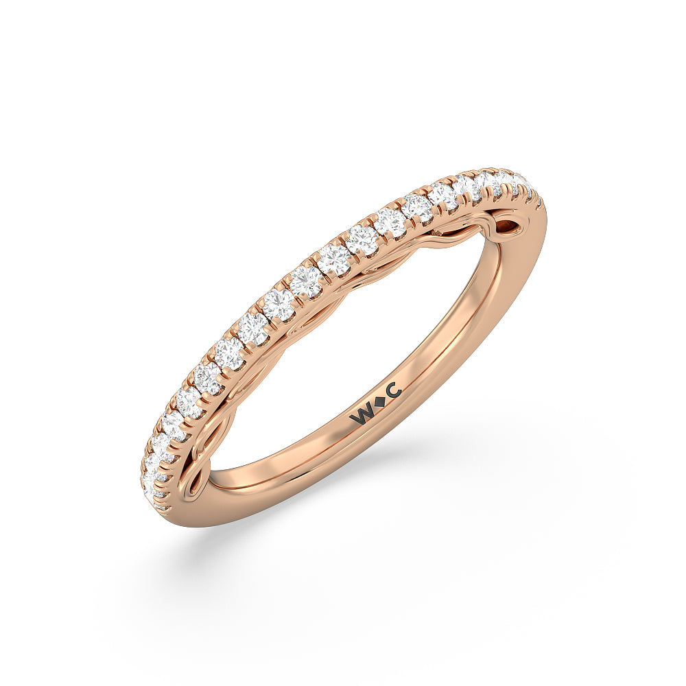 Galleria Braided Peekaboo Diamond Wedding Band with 18KT Rose Gold Cut Diamond in 14KT Rose Gold view 4
