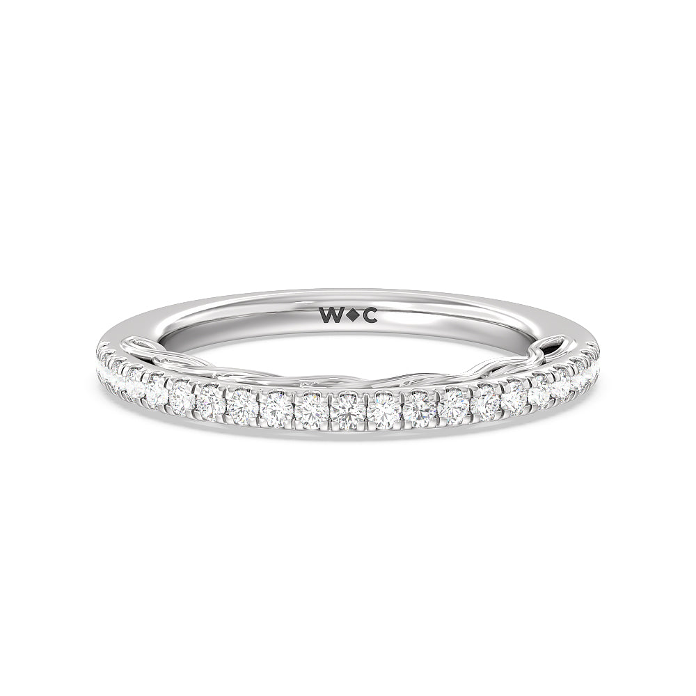 Galleria Braided Peekaboo Diamond Wedding Band with Platinum Cut Diamond in 14KT Platinum view 1

