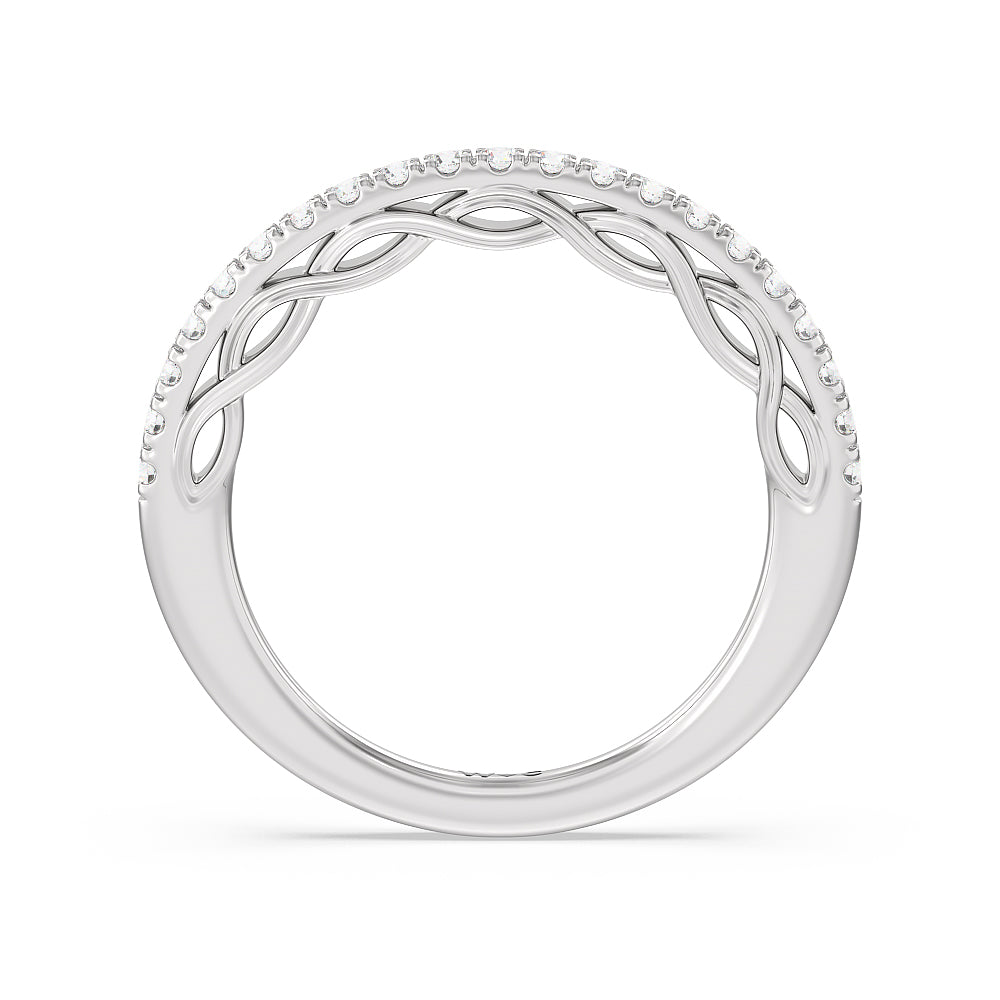 Galleria Braided Peekaboo Diamond Wedding Band with Platinum Cut Diamond in 14KT Platinum view 2
