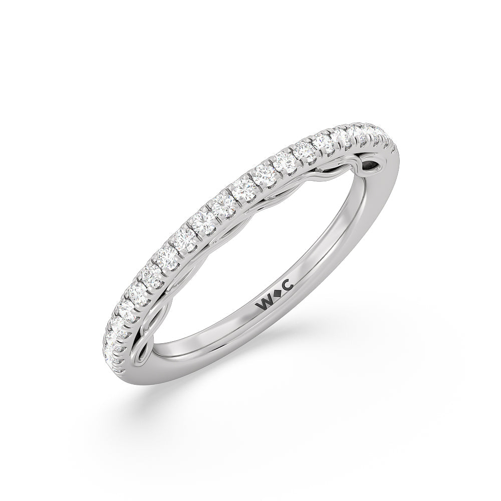 Galleria Braided Peekaboo Diamond Wedding Band with Platinum Cut Diamond in 14KT Platinum view 4
